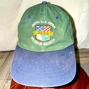 100TH U.S. OPEN Hat ADJUSTABLE Vintage PEBBLE BEACH Golf 2000 Green Embroidered